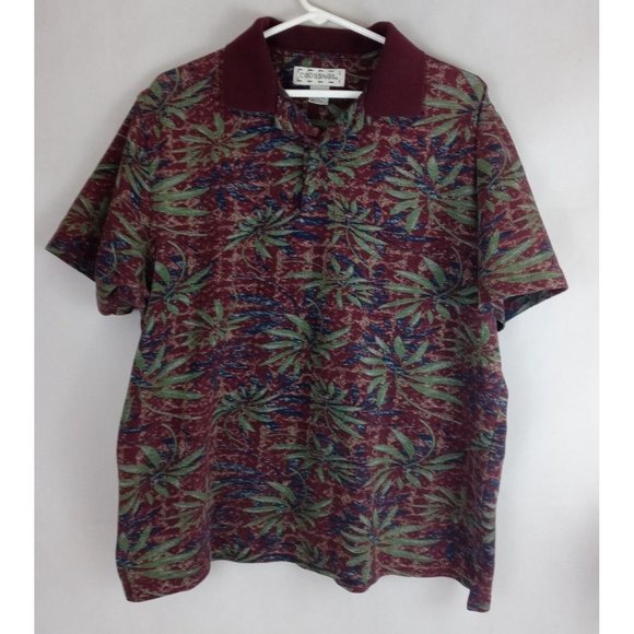 Crossings Polo Shirt With Floral Leafy Design Size Large - Picture 1 of 4